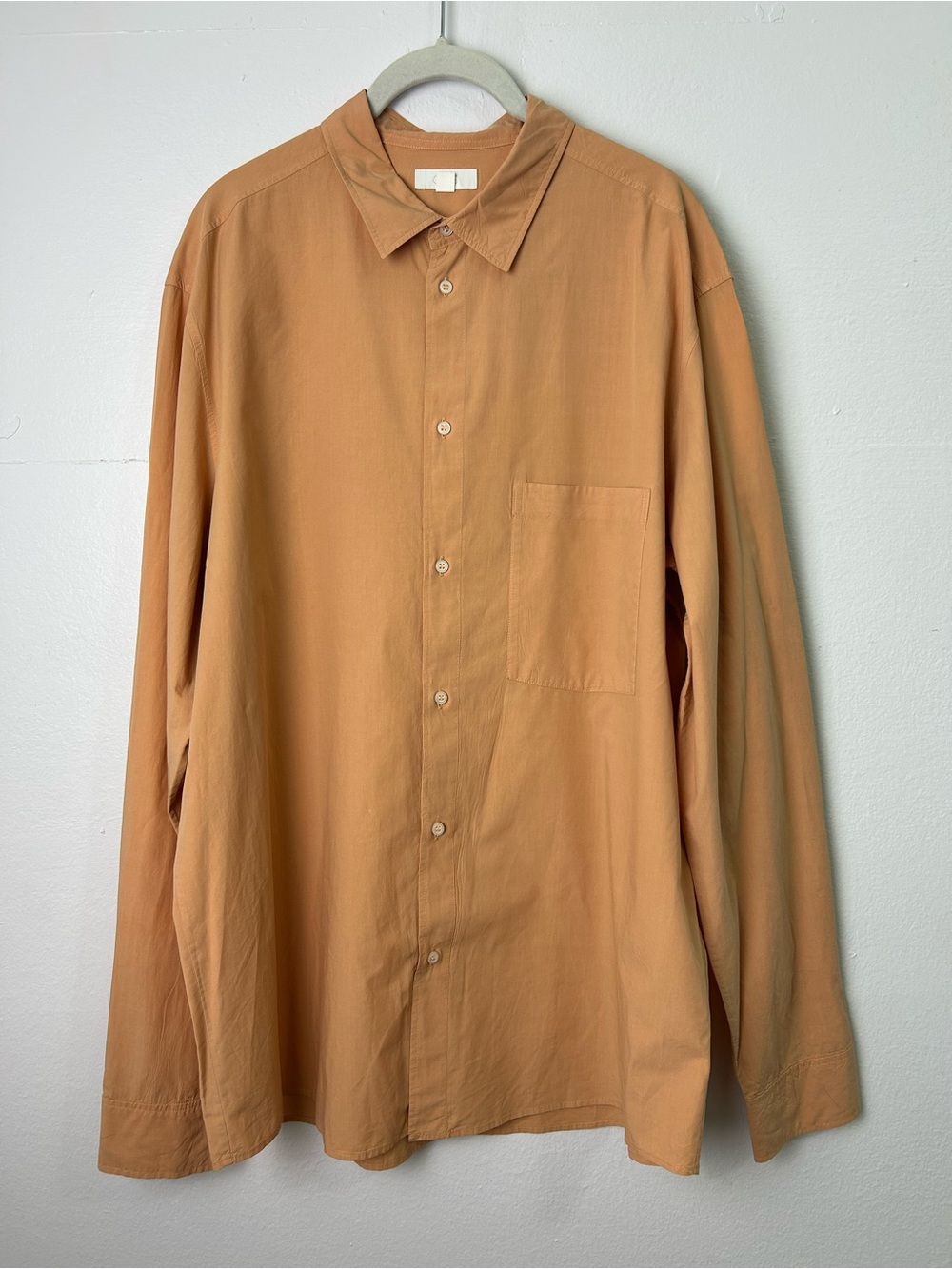 Cos Men Orange casual Button Down Shirt Size L Old money beach vacation